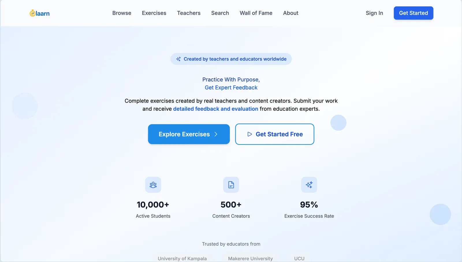 Elaarn website screenshot